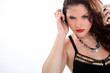 Wild woman listening to music