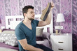 Foot odor in vintage bedroom.