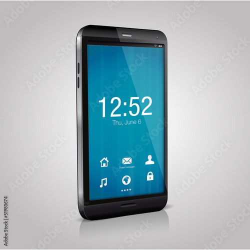 Vector: Vector smartphone with blue welcome screen Vector smartphone with blue welcome screen
