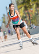 Woman skating outdoors