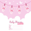 Pink Baby Shower Invitation with Pacifiers