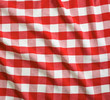 red and white linen tablecloth