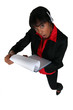 Photo: Businesswoman shocked by document Businesswoman shocked by document