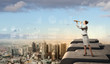 Photo: Business woman with telescope Business woman with telescope