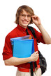 Happy student with books