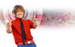 Happy smiling young man dancing