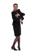 Photo: Businesswoman protecting her briefcase Businesswoman protecting her briefcase