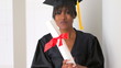 Happy black woman college graduate