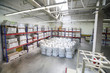 Warehouse with sacks at factory