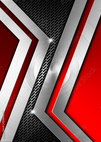 Illustration: Red and Metal Geometric Background Red and Metal Geometric Background