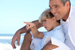 Father and son on a beach