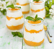 Fruit dessert in a small jar