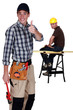 Two cheerful carpenters