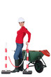 Photo: Road-side worker with wheelbarrow Road-side worker with wheelbarrow