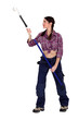 Photo: Attractive woman holding a paint roller Attractive woman holding a paint roller