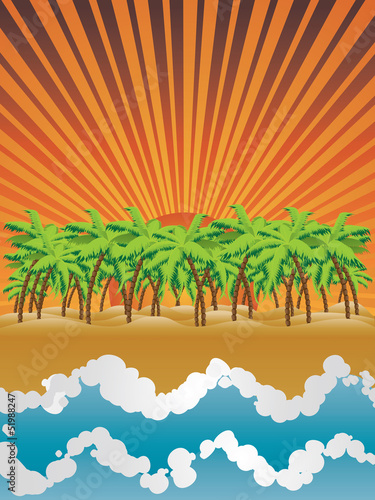 Vector: Sunset island Sunset island