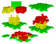 Illustration: House building from puzzle step by step House building from puzzle step by step
