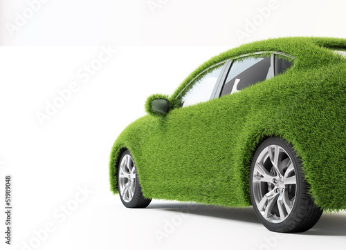 Illustration: Eco transport - grass covered car. Eco transport - grass covered car.