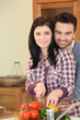 Young couple preparing a healthy meal