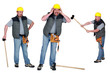 Multiple shot of builder with sledgehammer