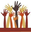 Many happy hands with copy space vector.
