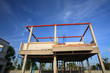Construction house against blue sky