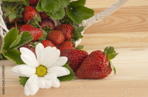 Photo: Strawberries, summer, flower, basket. Strawberries, summer, flower, basket.