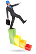 Architect walking down bar chart
