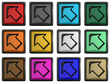 Series of icons with an arrow showing the left top direction