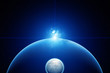 Planet Earth with Moon and Rising Sun