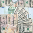 Background with dollars and euros