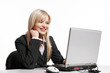 Beautiful young woman working with laptop