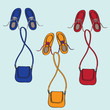 Shoes and bags flying through the sky