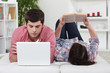 Photo: Boy and girl looking at computer Boy and girl looking at computer
