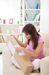 asian Chinese female online shopping with lifestyle background