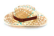 old Woven Hat on white background