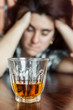 Drunk and depressed hispanic woman