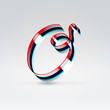 Fantasy plastic 3d glowing ribbon typeface