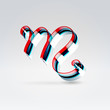 Fantasy plastic 3d glowing ribbon typeface