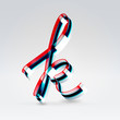 Fantasy plastic 3d glowing ribbon typeface