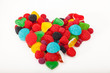heart shape made by colorful candies