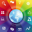 Vector internet concept with rainbow background
