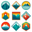Vector set with abstract logos  - mountains