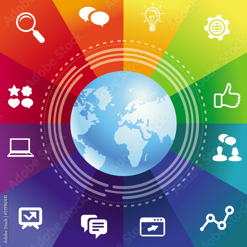 Vector: Vector internet concept with rainbow background Vector internet concept with rainbow background