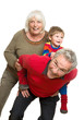 Photo: Grandparents with Grandchild on White Background - Having Fun Grandparents with Grandchild on White Background - Having Fun
