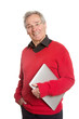 Senior Man with Laptop - on White Background