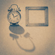 grunge wood frame and  clock background, vintage paper texture