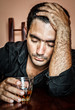 Lonely and desperate drunk hispanic man