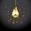 Stylish conceptual digital light bulb with butterflies - vector