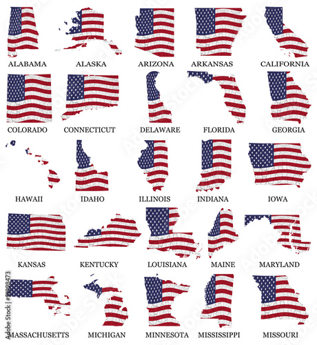Illustration: United States flag maps From A to M United States flag maps From A to M